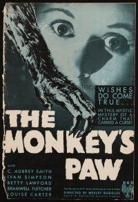 2y175 MONKEY'S PAW pressbook '33 classic story of charm that grants wishes in worst possible way!