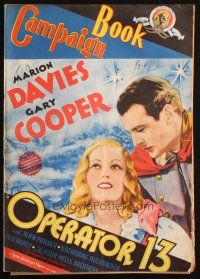 2y181 OPERATOR 13 pressbook '34 Gary Cooper & Marion Davies, includes tipped in full-color herald!