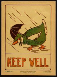 2y089 KEEP WELL special 12x17 '39 bird shows kids how to stay covered in the rain by Boylston!
