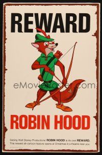 2y096 ROBIN HOOD special 11x17 '73 Walt Disney cartoon, best REWARD poster design!