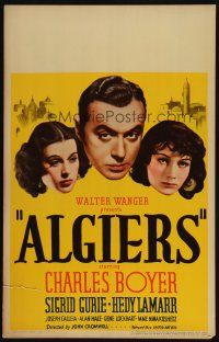 2y231 ALGIERS WC '38 great image of Charles Boyer between Hedy Lamarr & Sigrid Gurie!