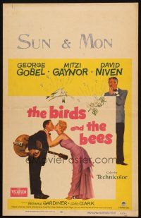 2y282 BIRDS & THE BEES WC '56 wacky art of George Gobel, Mitzi Gaynor, & David Niven!