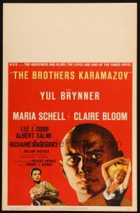 2y297 BROTHERS KARAMAZOV WC '58 huge headshot of Yul Brynner + sexy Maria Schell & Claire Bloom!