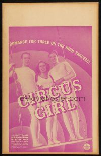 2y321 CIRCUS GIRL WC '37 June Travis, Bob Livingston, romance for three on the high trapeze!