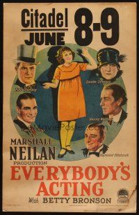 2y353 EVERYBODY'S ACTING WC '26 stone litho of orphan Betty Bronson & 5 top silent actors!