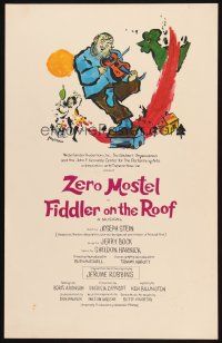 2y358 FIDDLER ON THE ROOF stage play WC '76 art of Zero Mostel by Morrow!