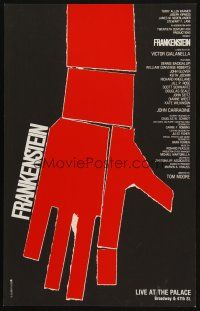 2y366 FRANKENSTEIN stage play WC '80 cool geometric hand artwork by Gilbert Lesser!