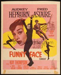 2y369 FUNNY FACE WC '57 art of Audrey Hepburn close up & full-length + Fred Astaire!