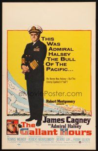 2y371 GALLANT HOURS WC '60 art of James Cagney as Admiral Bull Halsey in uniform!