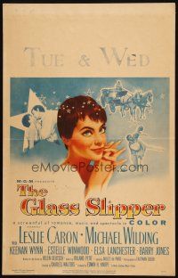 2y377 GLASS SLIPPER WC '55 wonderful close up art of pretty Leslie Caron by Jon Weintraub!