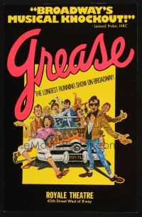 2y383 GREASE stage play WC '80s the longest running show on Broadway, wonderful cast portrait art!