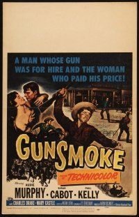 2y395 GUNSMOKE WC '53 full-length art of Audie Murphy, a hired gunslinger in a lawless land!