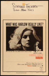 2y399 HARLOW WC '65 c/u photo of sexy Carroll Baker in the title role!