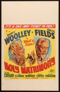 2y420 HOLY MATRIMONY WC '43 wacky romantic art of Monty Woolley & Gracie Fields!