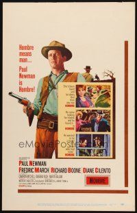 2y421 HOMBRE WC '66 full-color image of Paul Newman, Fredric March, directed by Martin Ritt