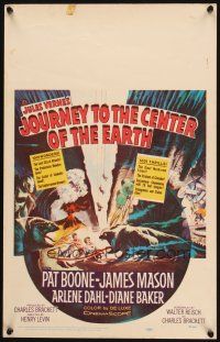 2y449 JOURNEY TO THE CENTER OF THE EARTH WC '59 Jules Verne, great sci-fi monster artwork!