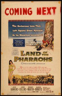 2y463 LAND OF THE PHARAOHS WC '55 sexy Egyptian Joan Collins, Howard Hawks!