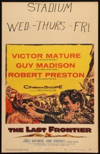 2y466 LAST FRONTIER WC '55 art of man of the forest Victor Mature choking Native American chief!