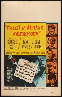 2y474 LIST OF ADRIAN MESSENGER WC '63 John Huston directs five heavily disguised great stars!