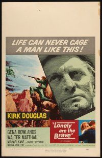 2y477 LONELY ARE THE BRAVE WC '62 Kirk Douglas classic, who was strong enough to tame him?