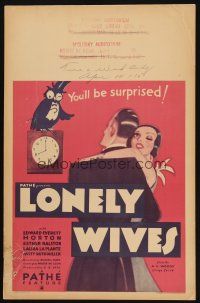 2y478 LONELY WIVES WC '31 art of Edward Everett Horton, who seduces his lookalike's wife!