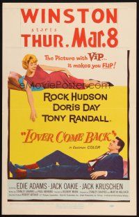 2y485 LOVER COME BACK WC '62 great different image of Rock Hudson & Doris Day!