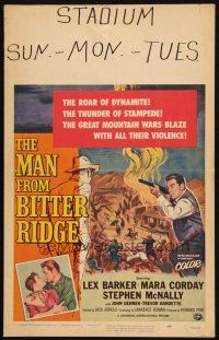 2y494 MAN FROM BITTER RIDGE WC '55 Lex Barker in the great violent mountain wars!