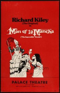 2y498 MAN OF LA MANCHA stage play WC '77 cool art by Al Hirschfeld, The Impossible Dream!