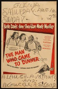 2y499 MAN WHO CAME TO DINNER WC '42 sexy Bette Davis & Ann Sheridan, Jimmy Durante, Monty Woolley