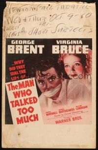 2y501 MAN WHO TALKED TOO MUCH WC '40 close up of gagged George Brent & Virginia Bruce!