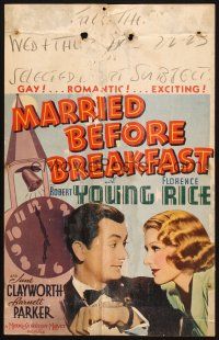 2y507 MARRIED BEFORE BREAKFAST WC '37 c/u of inventor Robert Young & fiancee Florence Rice!