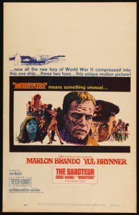 2y520 MORITURI WC '65 art of Marlon Brando & Nazi captain Yul Brynner, The Saboteur!