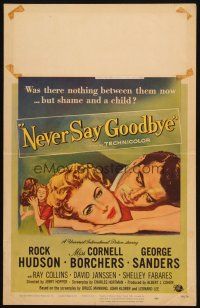 2y528 NEVER SAY GOODBYE WC '56 romantic close up of Rock Hudson & Miss Cornell Borchers!