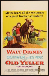 2y537 OLD YELLER WC R65 Dorothy McGuire, Fess Parker, art of Walt Disney's most classic canine!