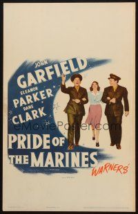 2y563 PRIDE OF THE MARINES WC '45 Eleanor Parker between blind veteran John Garfield & Dane Clark
