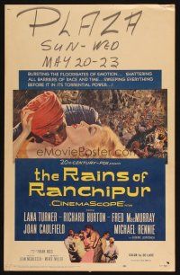 2y570 RAINS OF RANCHIPUR WC '55 Lana Turner, Richard Burton, rains couldn't wash their sin away!