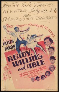 2y572 READY, WILLING & ABLE WC '37 Ruby Keeler & others sing & swing & youths have their fling!