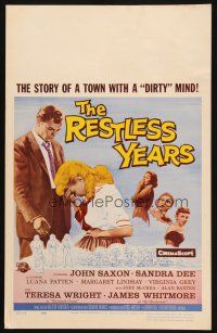 2y574 RESTLESS YEARS WC '58 John Saxon & Sandra Dee are condemned by a town with a dirty mind!