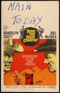 2y577 RIDE THE HIGH COUNTRY WC '62 Randolph Scott & Joel McCrea have a showdown in the High Sierra