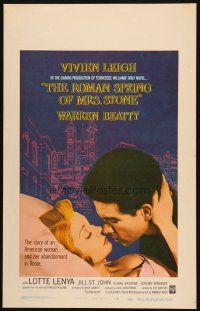 2y582 ROMAN SPRING OF MRS. STONE WC '62 close up of Warren Beatty about to kiss Vivien Leigh!