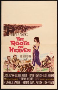 2y583 ROOTS OF HEAVEN WC '58 directed by John Huston, Errol Flynn & sexy Juliette Greco in Africa!