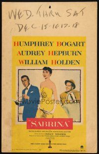 2y587 SABRINA WC '54 Audrey Hepburn, Humphrey Bogart, William Holden, Billy Wilder