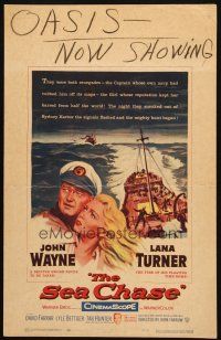 2y596 SEA CHASE WC '55 great seafaring artwork of John Wayne & Lana Turner!