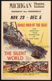 2y609 SILENT WORLD WC '56 Jacques Cousteau, Louis Malle, true adventure of space men of the sea!
