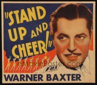 2y635 STAND UP & CHEER WC '34 portrait of Warner Baxter & great artwork of sexy dancing girls!