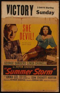 2y644 SUMMER STORM WC '44 stone litho of super sexy Linda Darnell & George Sanders!
