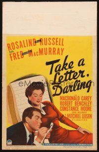 2y649 TAKE A LETTER DARLING WC '42 Fred MacMurray is a secretary to boss Rosalind Russell!