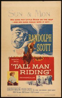 2y652 TALL MAN RIDING WC '55 cowboy Randolph Scott & sexy Dorothy Malone!