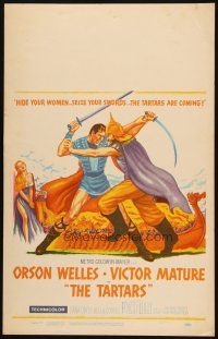 2y653 TARTARS WC '61 great artwork of armored Victor Mature battling Orson Welles!