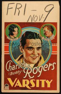 2y696 VARSITY WC '28 great artwork of Charles Buddy Rogers, Mary Brian & Chester Conklin!